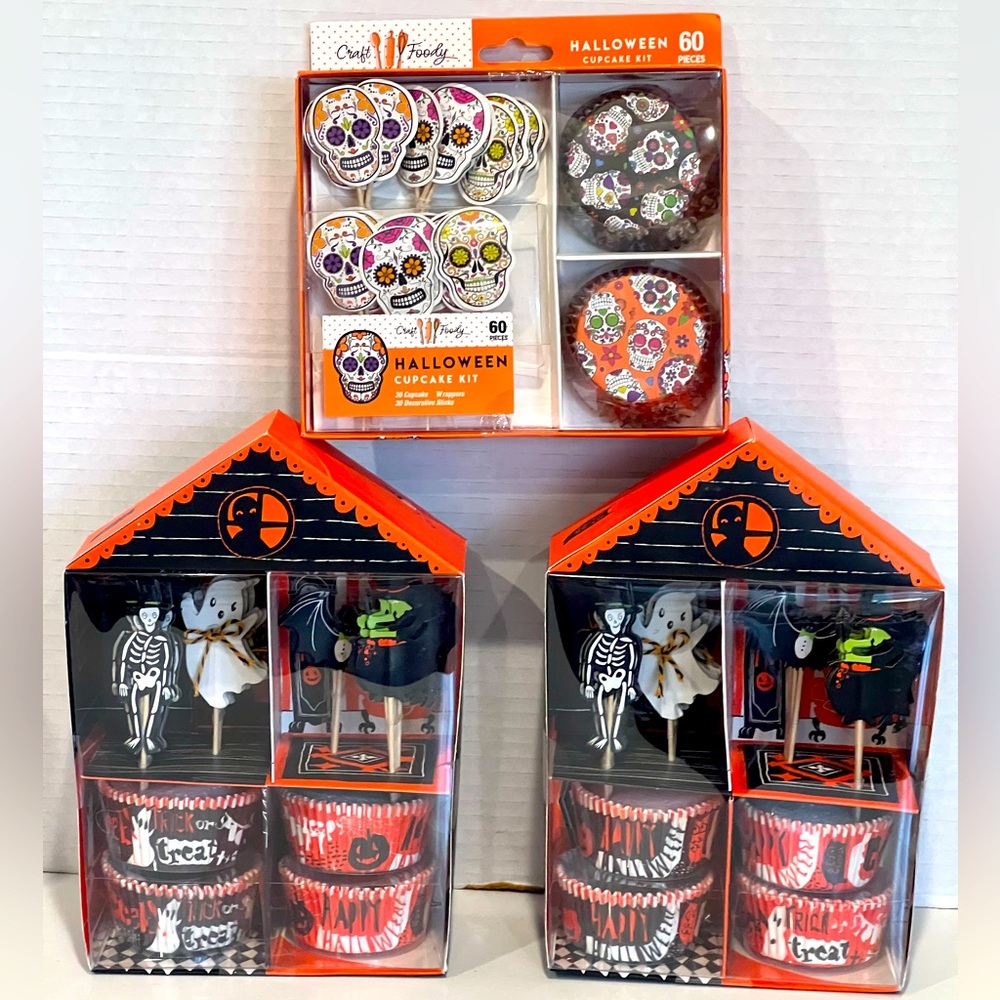 3-Pc Set of Halloween Cupcake Kits New/Sealed